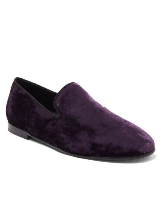 Dolce & Gabbana Mens Velvet Slippers Loafer Shoes Moccasin Purple Size 9 - Italy main image 4